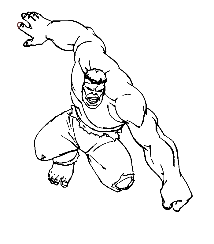coloriage hulk saute